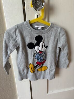 Gap Kids Grey Mickey Mouse Sweater - Classic Cartoon Crewneck